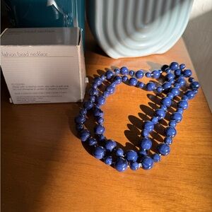 Vintage Elegant Blue Beaded Necklace